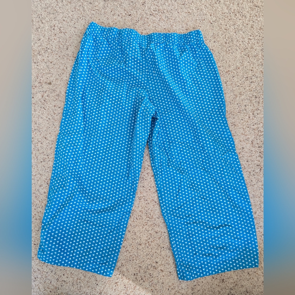 🌙Xhilaration Sleep Pants/Capris Turquois with White Hearts Size M - Picture 4 of 4